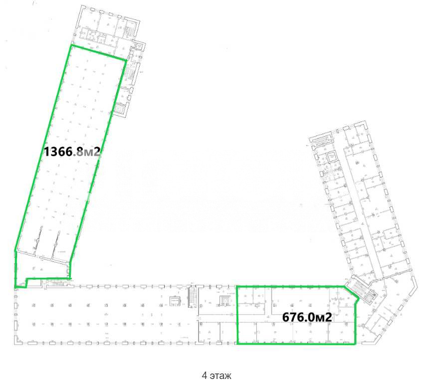 Планировка офиса 1366 м², 4 этаж, БЦ «Луч»